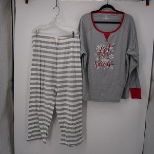 Gray and Red Women's Pajama Set